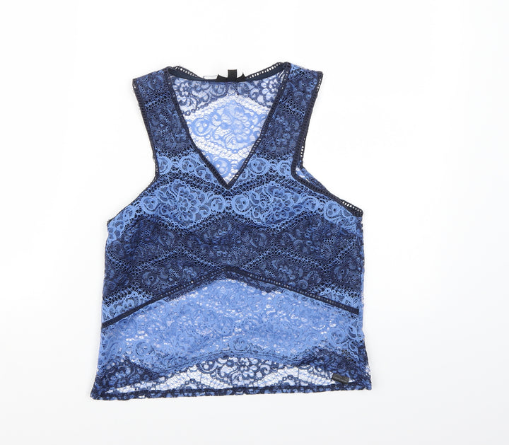 Topshop Womens Blue  Lace Cropped Tank Size 8