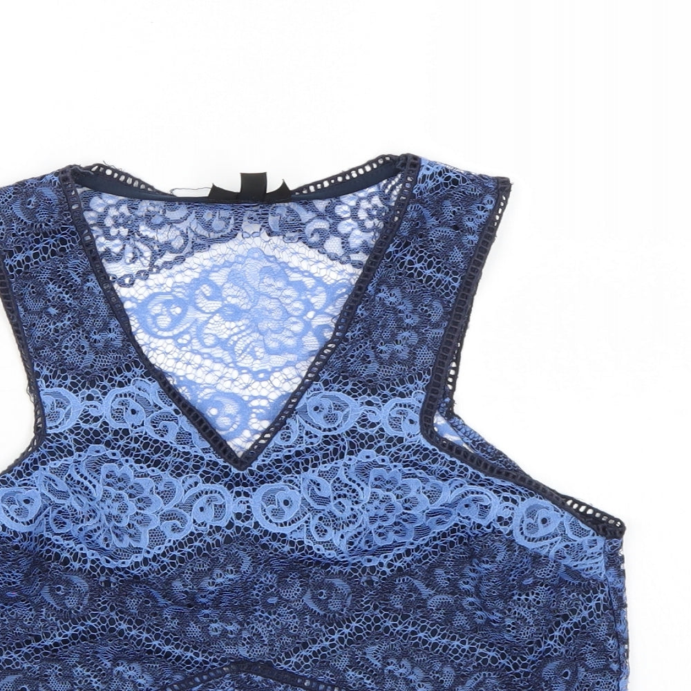 Topshop Womens Blue  Lace Cropped Tank Size 8