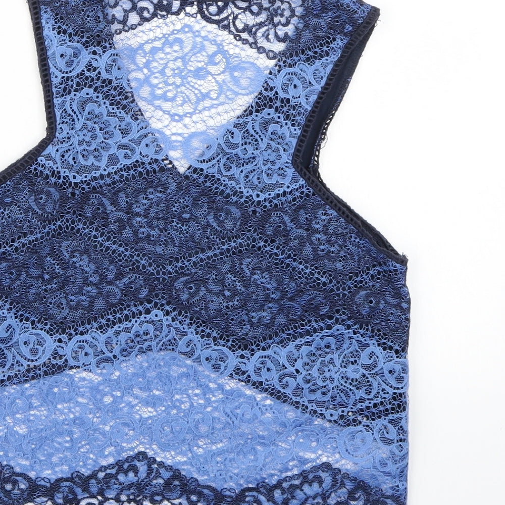 Topshop Womens Blue  Lace Cropped Tank Size 8