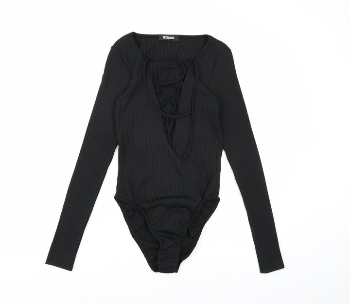 Missguided Womens Black Bodysuit One-Piece Size 8