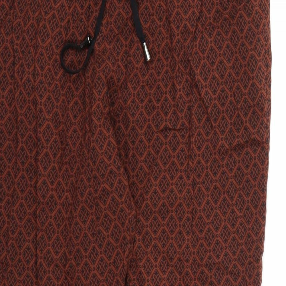 New Look Womens Brown Geometric  Harem Trousers Size 12 L27 in