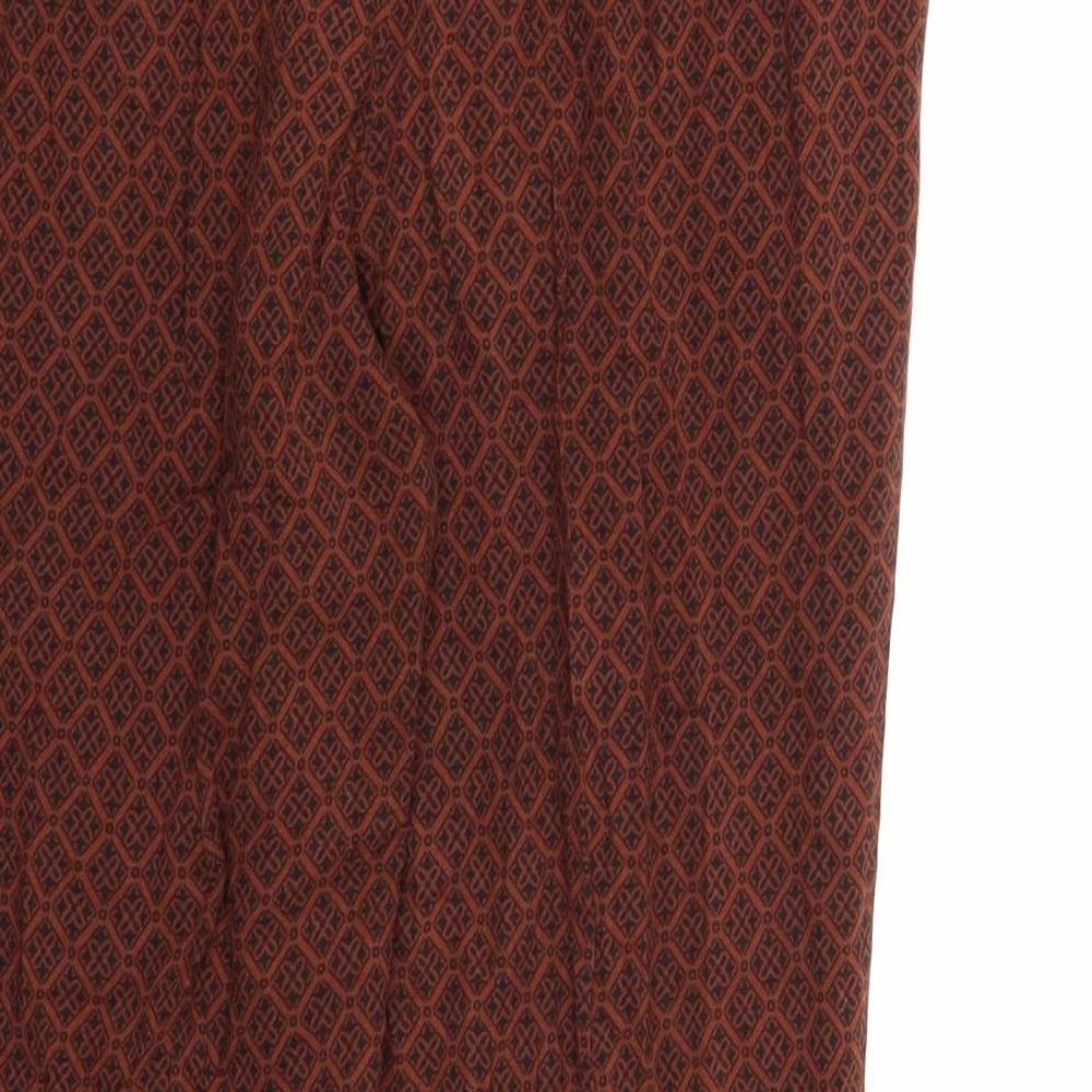 New Look Womens Brown Geometric  Harem Trousers Size 12 L27 in