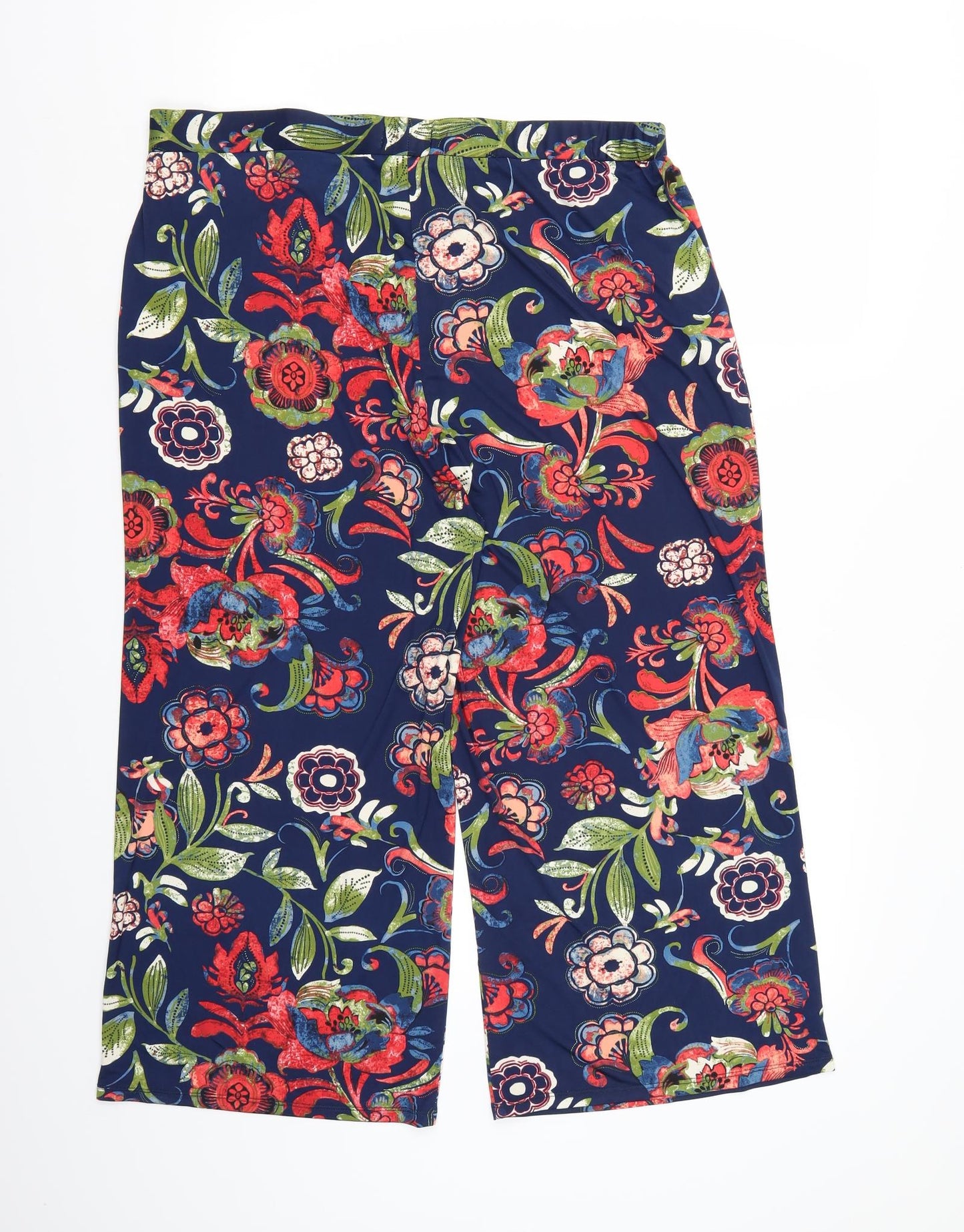 Arista Womens Blue Floral Satin Trousers  Size 14 L22 in