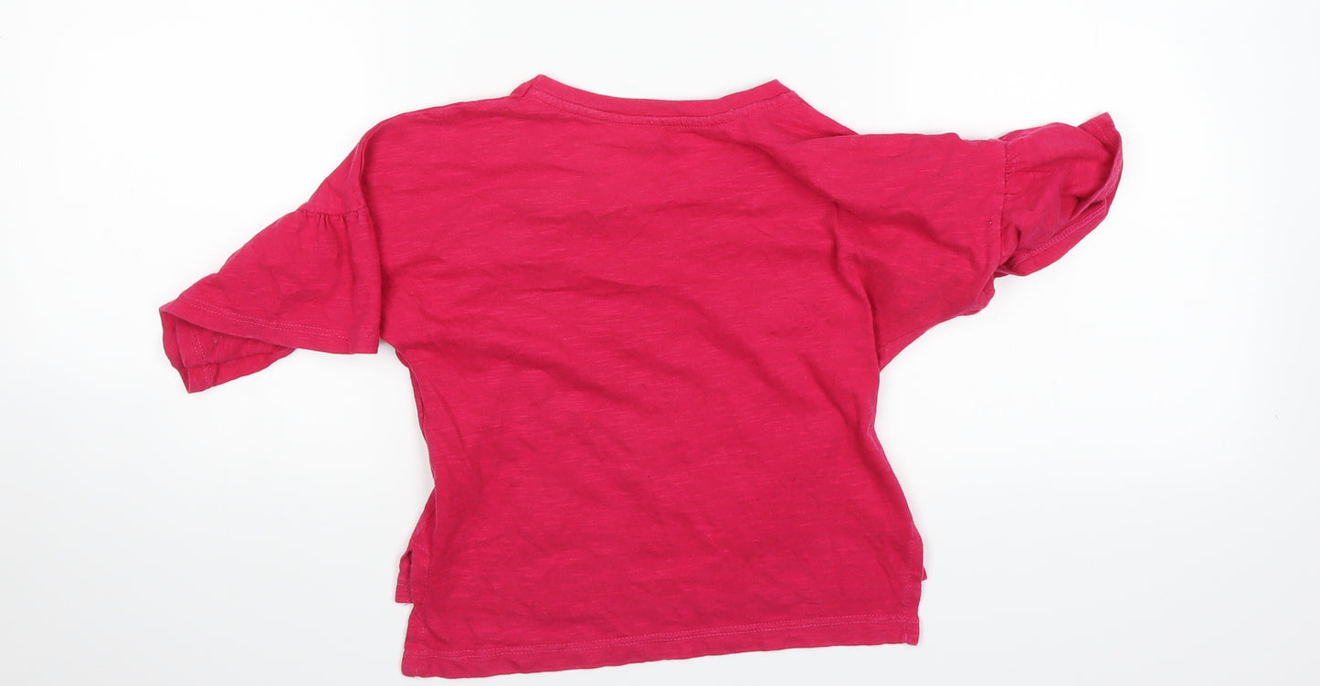 Preworn Girls Pink Houndstooth  Basic T-Shirt Size 5 Years