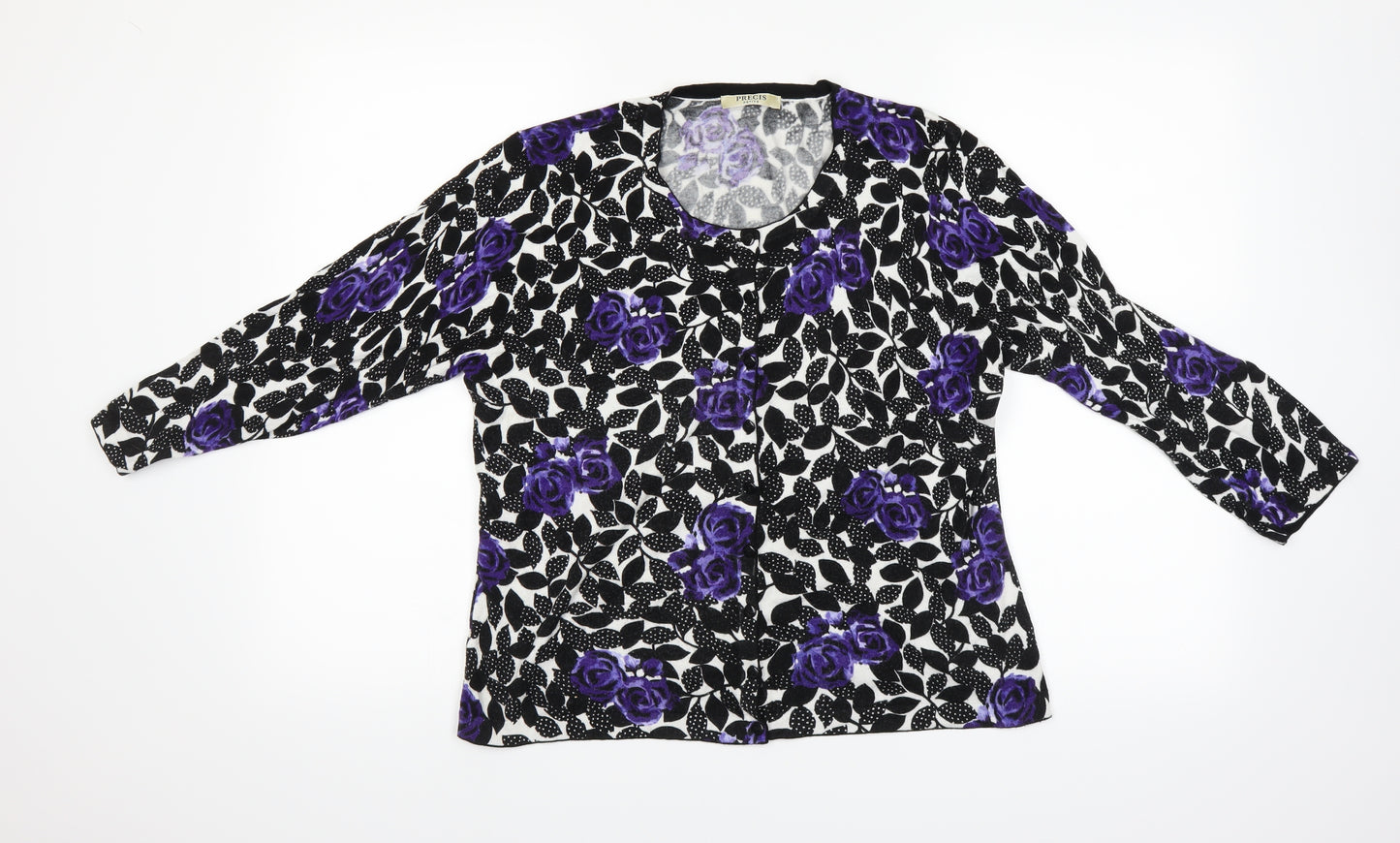 Precis Womens Black Floral  Cardigan Jumper Size 12