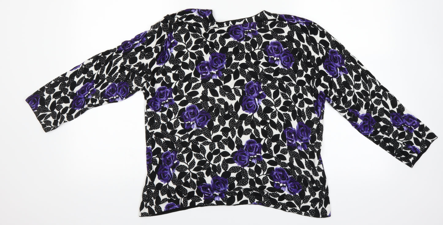 Precis Womens Black Floral  Cardigan Jumper Size 12