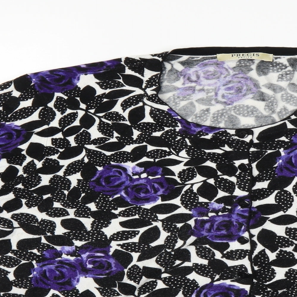 Precis Womens Black Floral  Cardigan Jumper Size 12