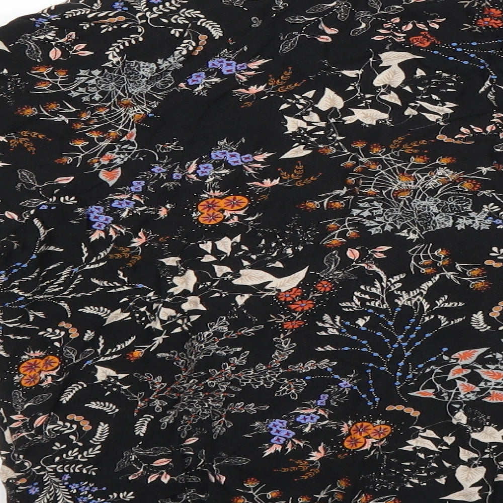 Peacocks Womens Black Floral  Overcoat Jacket Size 10