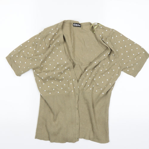 Chillytime Womens Beige Polka Dot  Cardigan Jumper Size 14