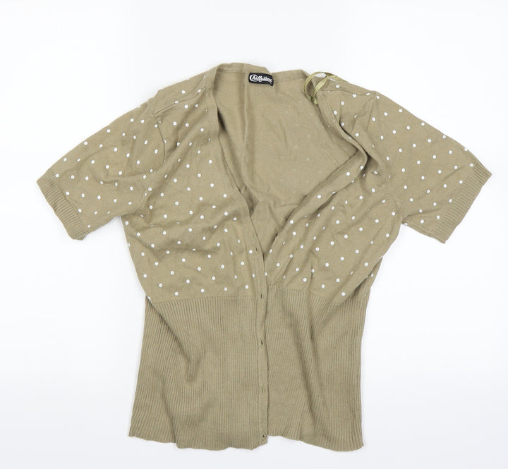 Chillytime Womens Beige Polka Dot Cardigan Jumper Size 14