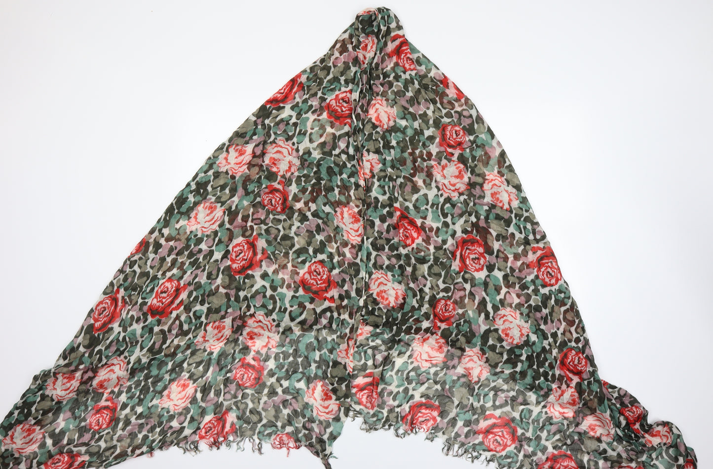 Preworn Womens Green Floral   Scarf
