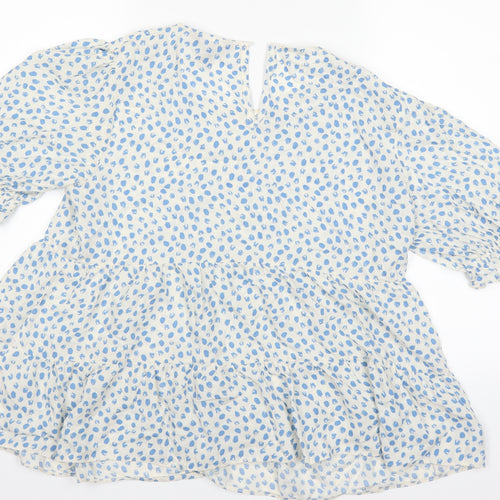 New Look Womens White Floral   Blouse Size 16