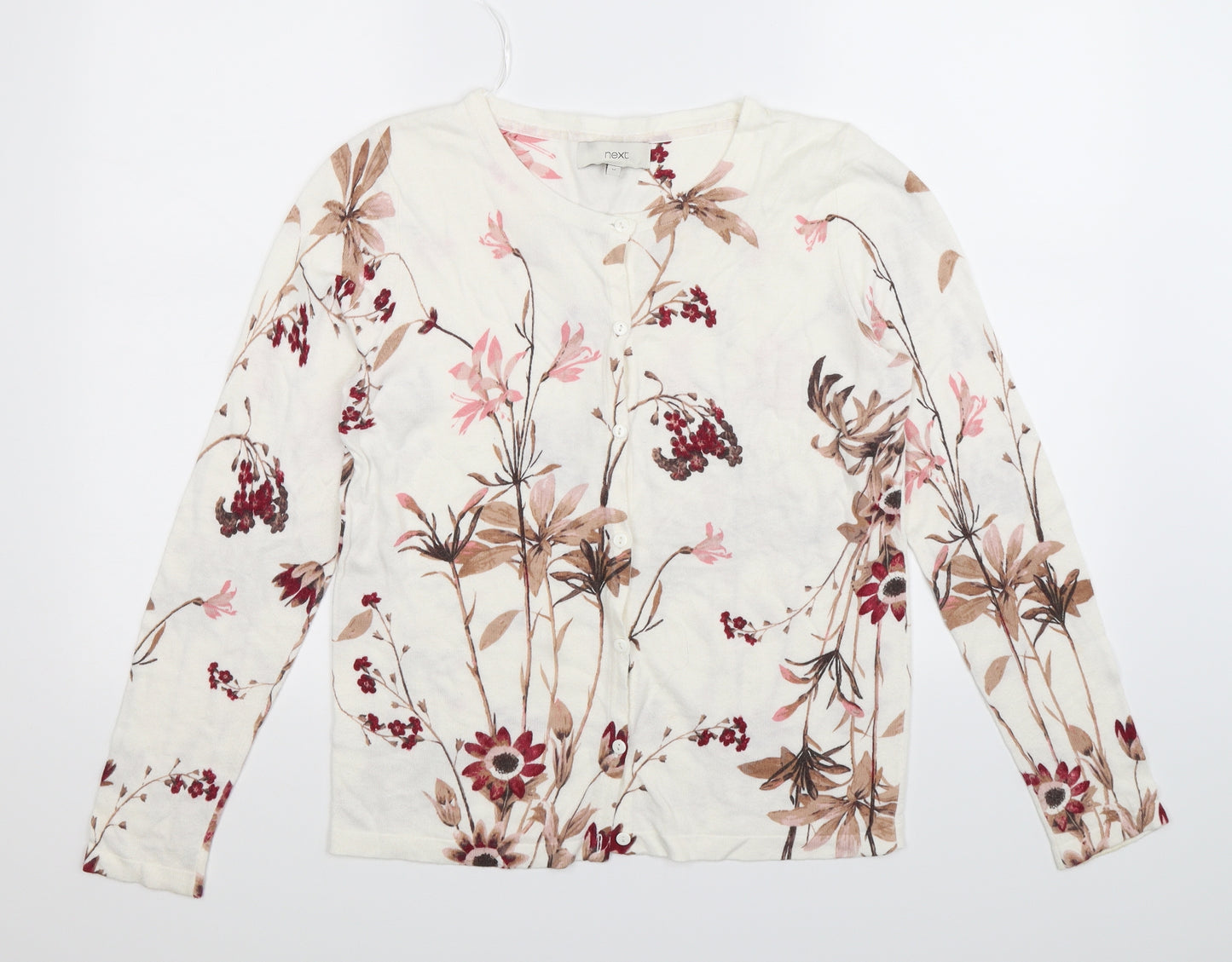 NEXT Womens Beige Floral  Cardigan Jumper Size 12