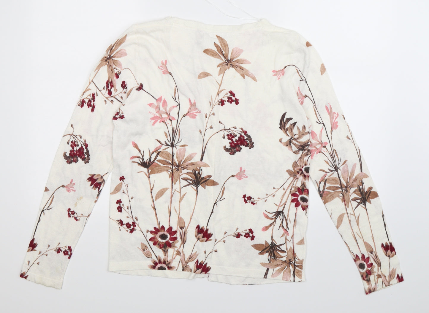 NEXT Womens Beige Floral  Cardigan Jumper Size 12