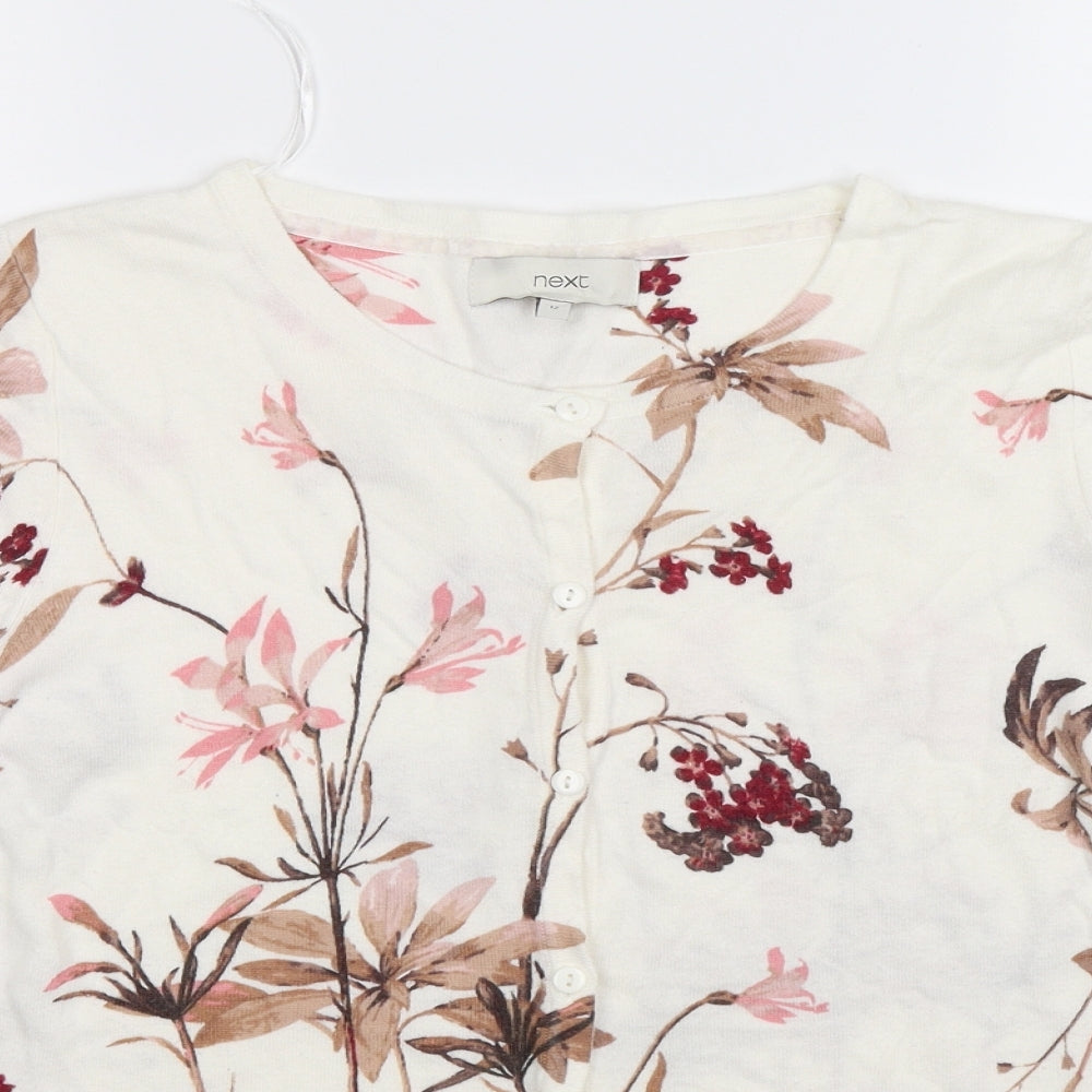 NEXT Womens Beige Floral  Cardigan Jumper Size 12