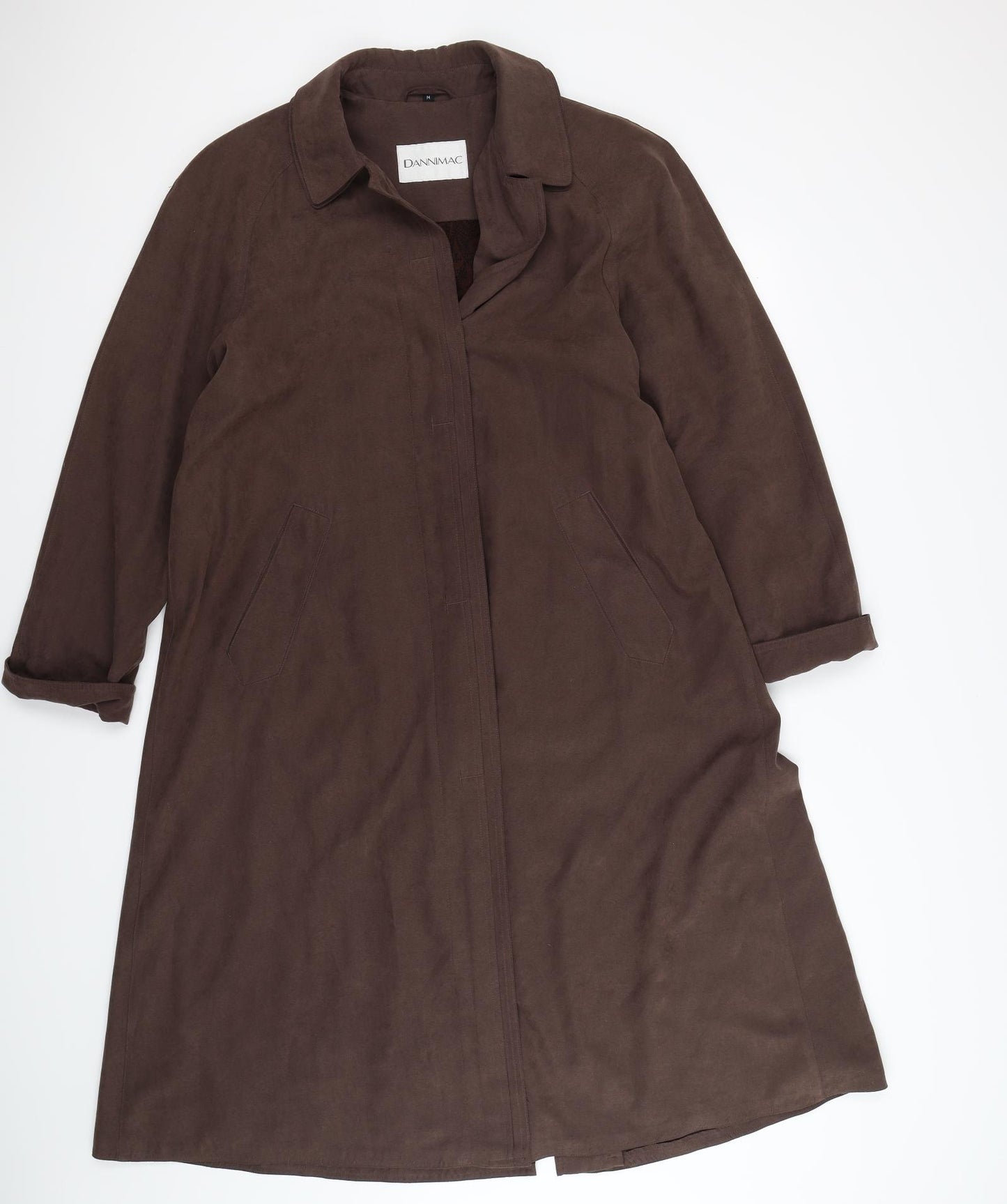 dannimac Womens Brown  Velour Trench Coat Coat Size M