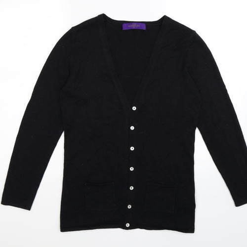 Henbury Womens Black  Knit Cardigan Jumper Size M