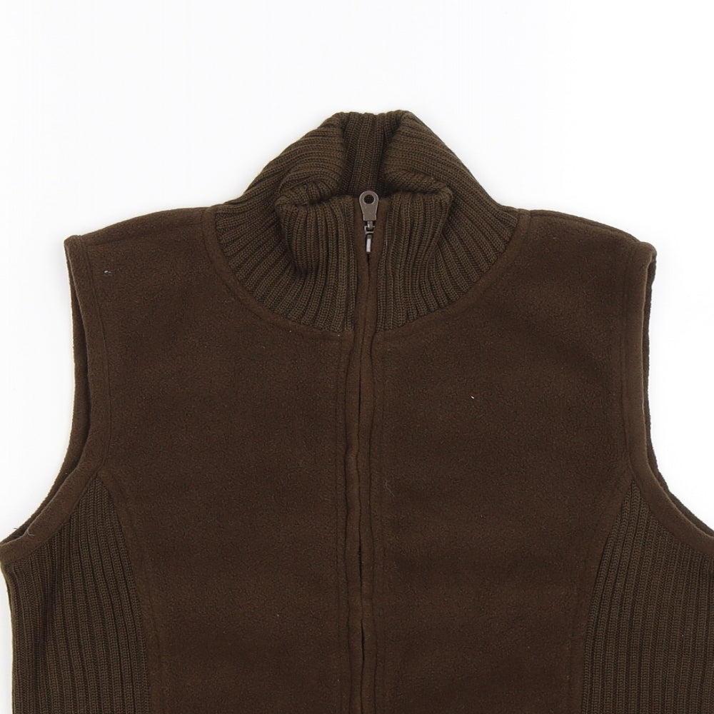 evie Womens Brown  Fleece Gilet Coat Size 10