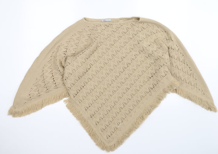 MkOne Womens Beige Knit Shawl/Wrap