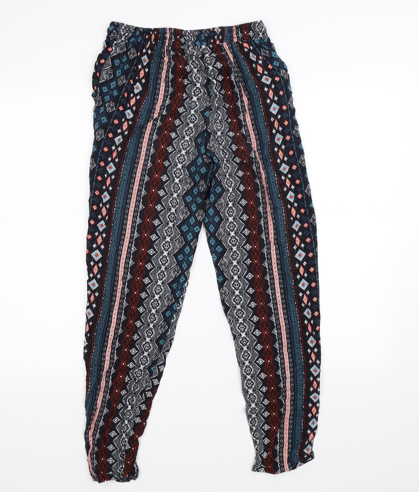 Primark Womens Blue Geometric  Jogger Trousers Size 6 L26 in