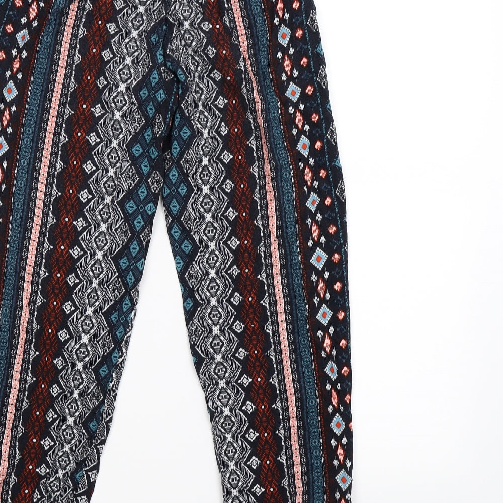 Primark Womens Blue Geometric  Jogger Trousers Size 6 L26 in