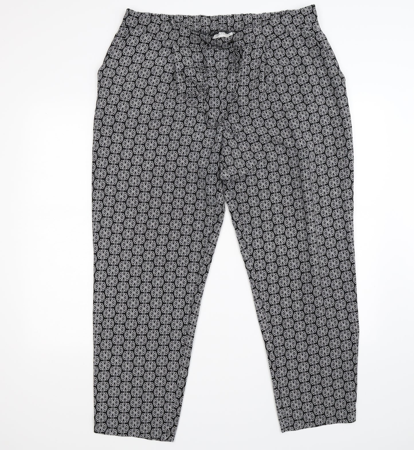 Paraphrase Womens Black Geometric  Trousers  Size 16 L27 in
