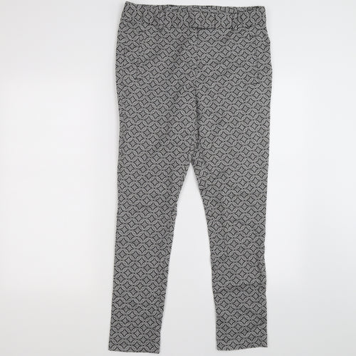 TU Womens Grey Floral  Capri Trousers Size 12 L27 in