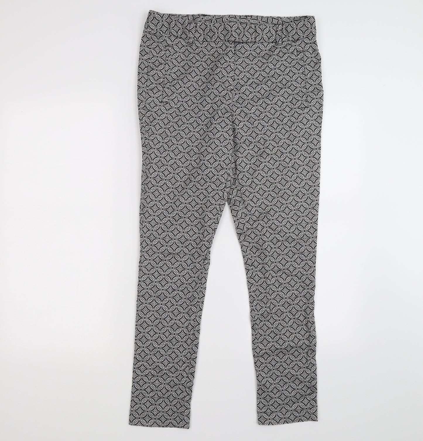 TU Womens Grey Floral  Capri Trousers Size 12 L27 in