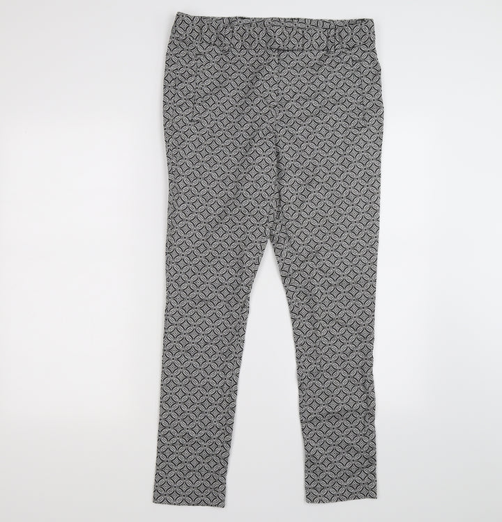 TU Womens Grey Floral  Capri Trousers Size 12 L27 in