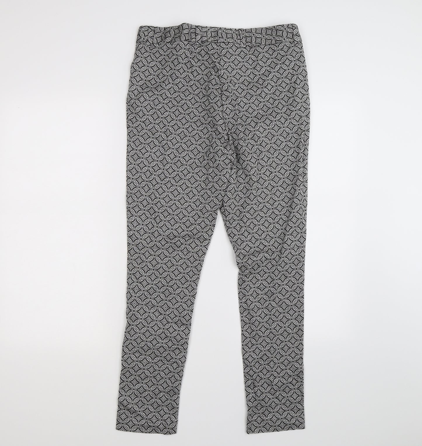TU Womens Grey Floral  Capri Trousers Size 12 L27 in