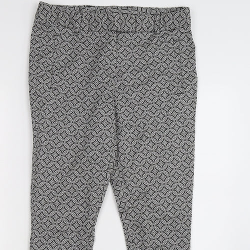 TU Womens Grey Floral  Capri Trousers Size 12 L27 in