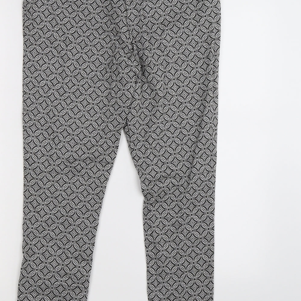 TU Womens Grey Floral  Capri Trousers Size 12 L27 in