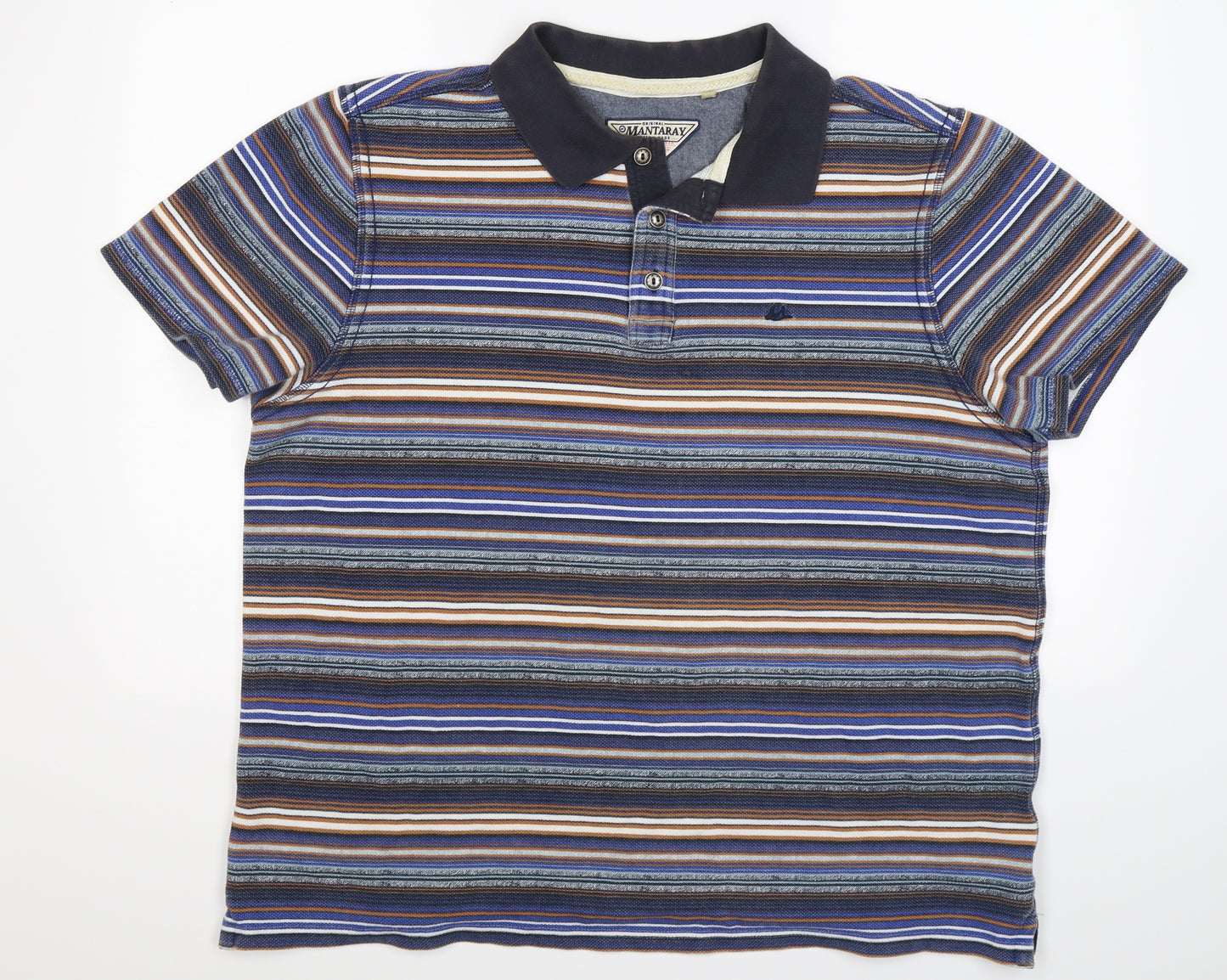 manataray Mens Blue Striped   Polo Size XL