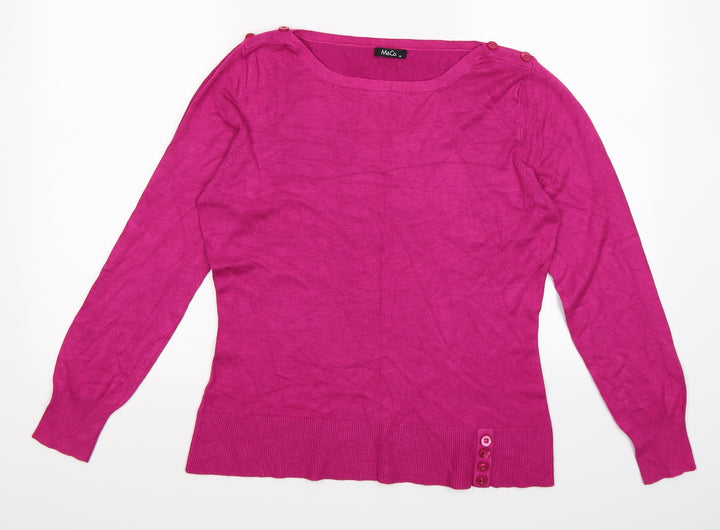 M&Co Womens Pink  Knit Pullover Jumper Size M