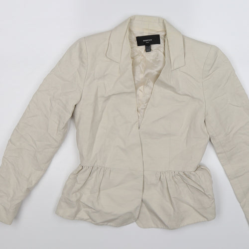 Mango Womens Beige Striped  Jacket Suit Jacket Size XS