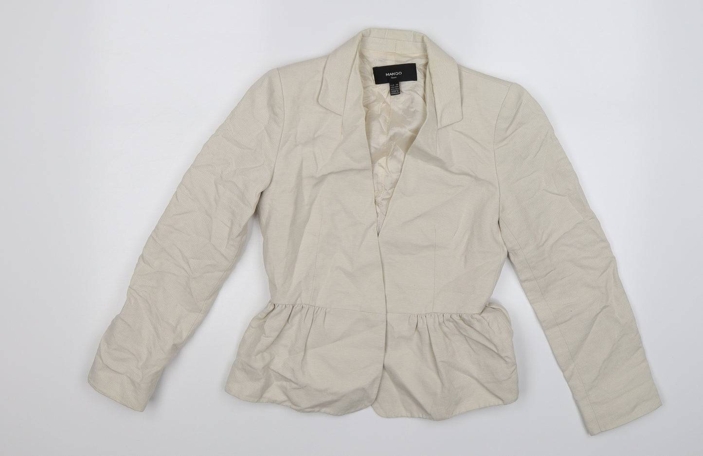 Mango Womens Beige Striped  Jacket Suit Jacket Size XS
