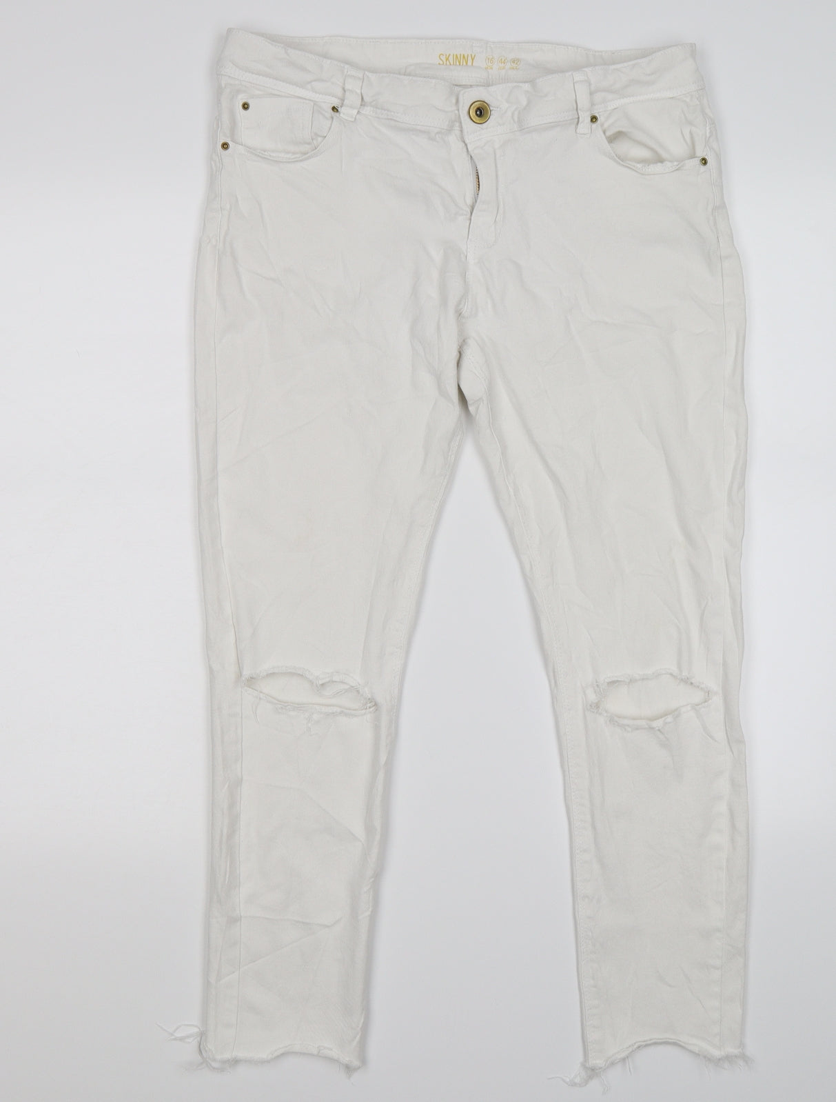 denim co Womens White  Denim Skinny Jeans Size 16 L26 in