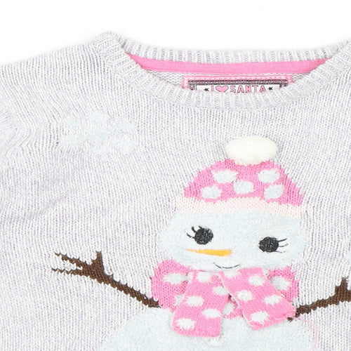 Young Dimension Girls Grey   Pullover Jumper Size 5-6 Years  - Christmas Snowman