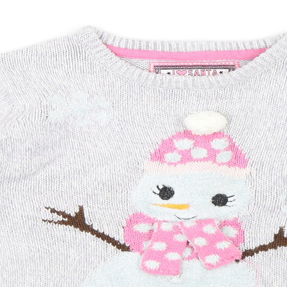 Young Dimension Girls Grey   Pullover Jumper Size 5-6 Years  - Christmas Snowman