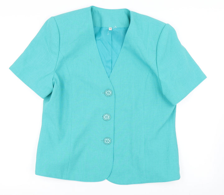 EWM Womens Blue Jacket Blazer Size 14