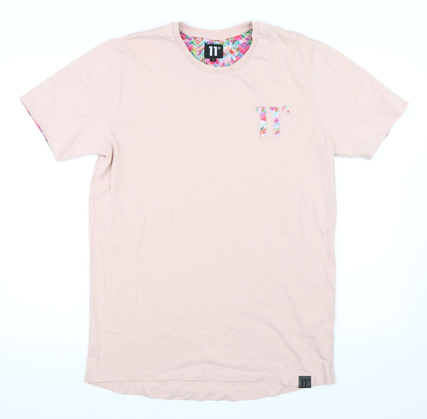 11 degrees Mens Pink    T-Shirt Size L