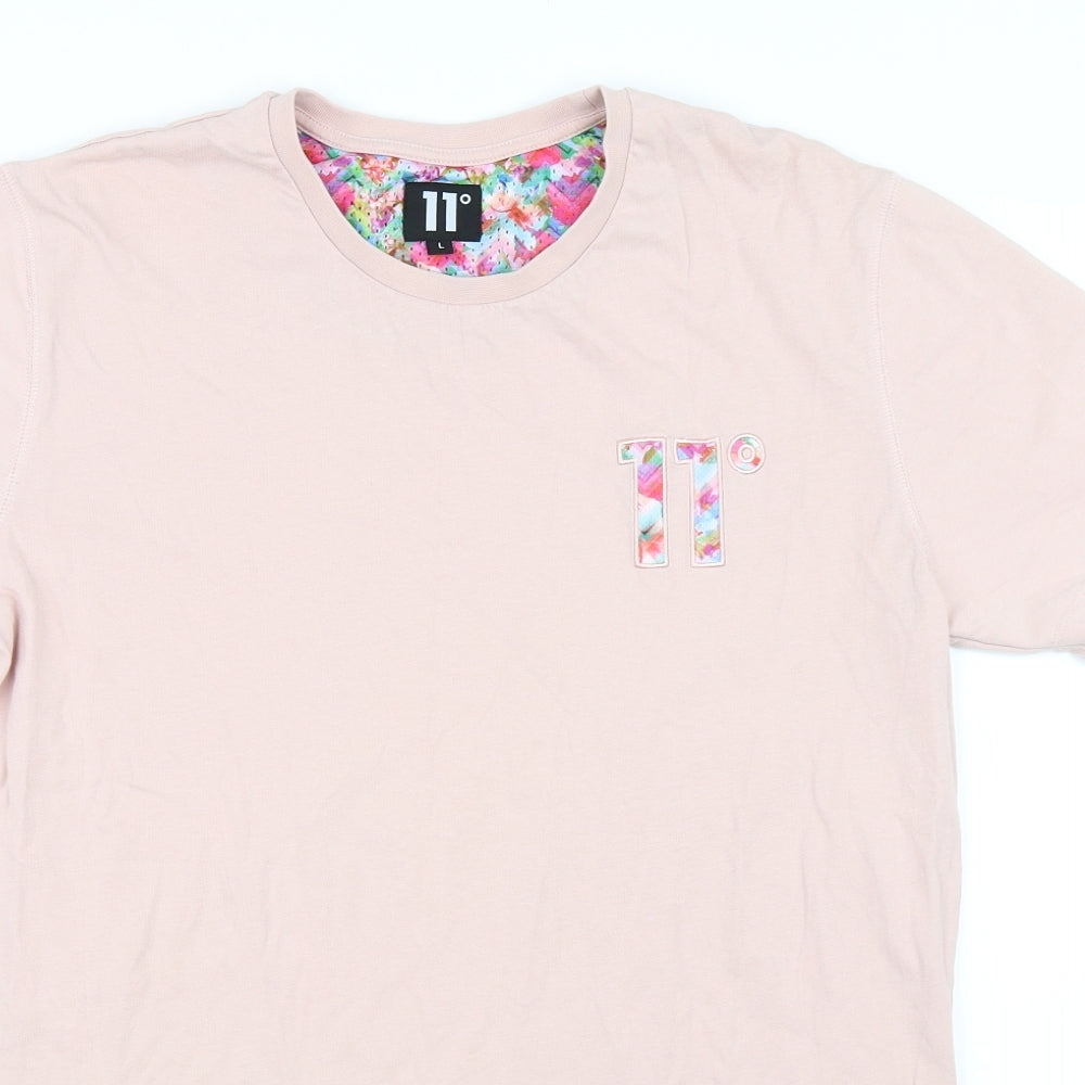 11 degrees Mens Pink    T-Shirt Size L