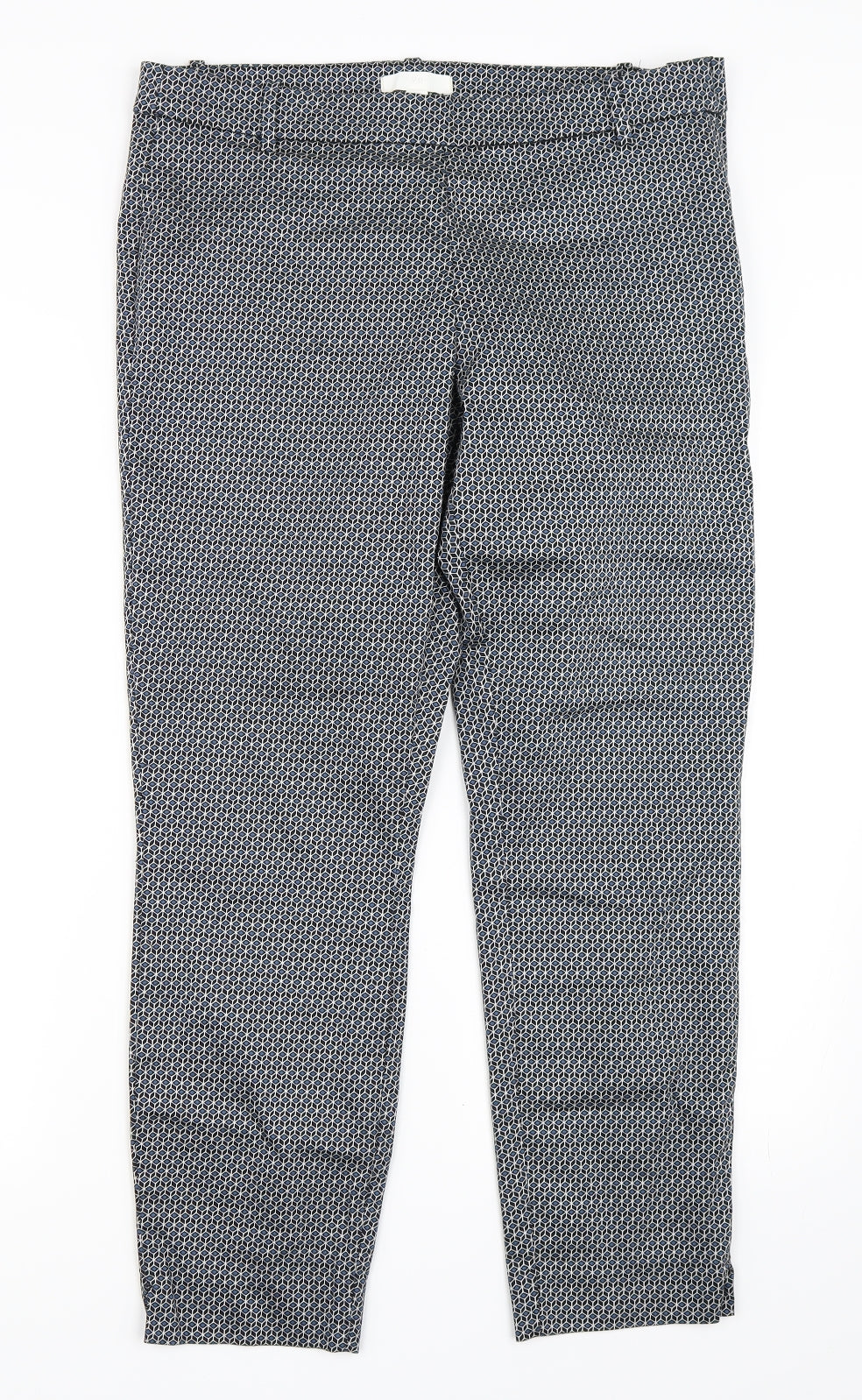 H&M Womens Blue Geometric  Trousers  Size 16 L27 in