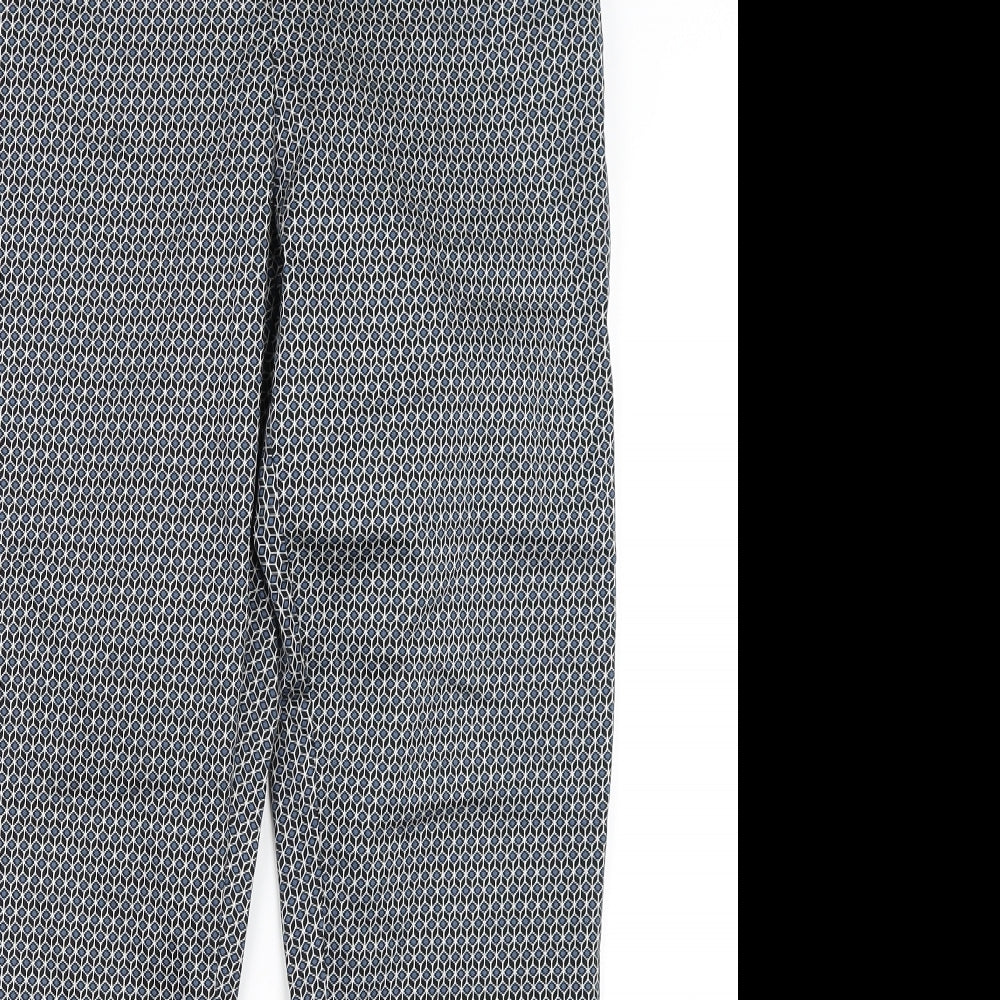 H&M Womens Blue Geometric  Trousers  Size 16 L27 in