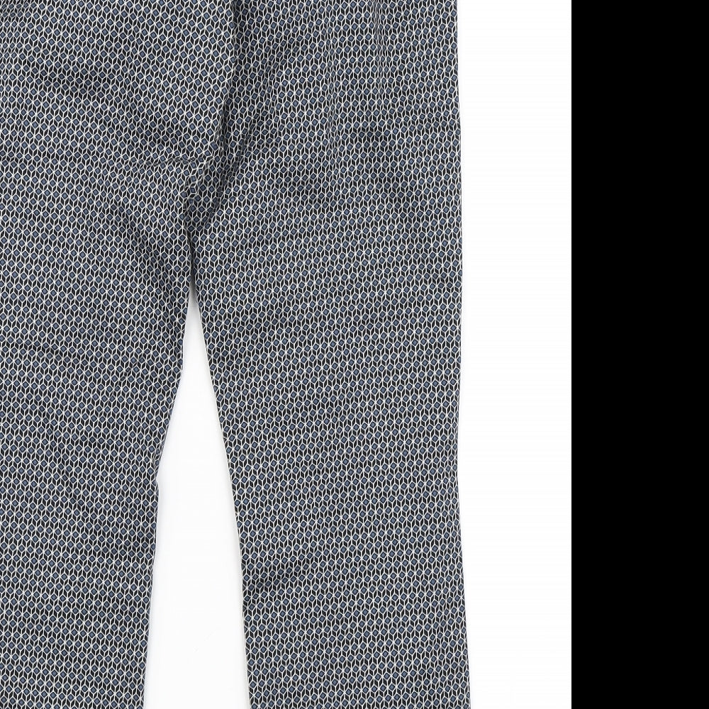 H&M Womens Blue Geometric  Trousers  Size 16 L27 in