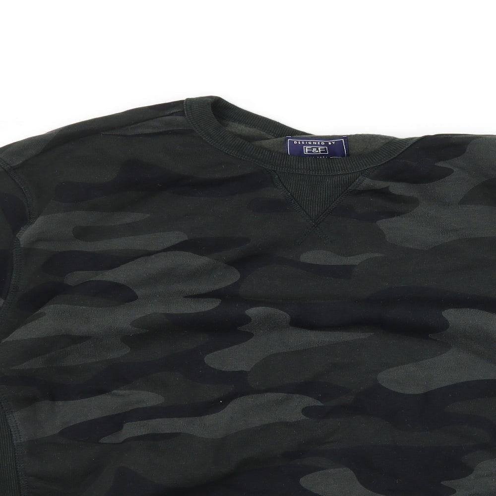 F&F Mens Grey Camouflage  Pullover Sweatshirt Size L