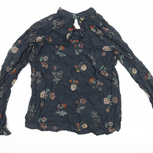 JAPANA Womens Blue Floral  Basic Blouse Size M