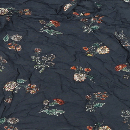 JAPANA Womens Blue Floral  Basic Blouse Size M