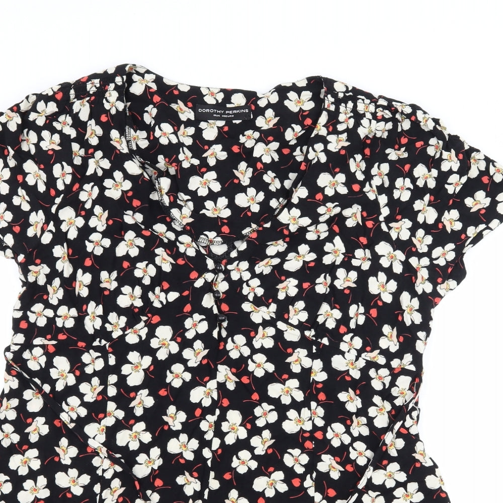 Dorothy Perkins Womens Black Floral  Shift  Size 18