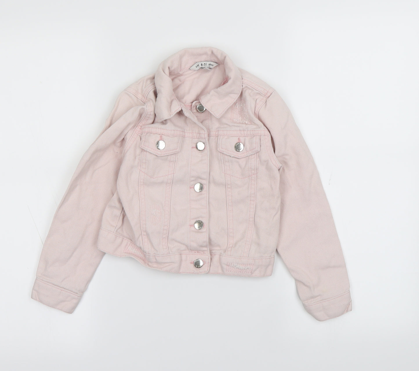 denim& co Girls Pink  Denim Jacket  Size 6-7 Years